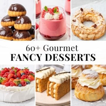 6 different fancy desserts.