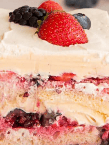 tiramisu made with fresh berries and cream