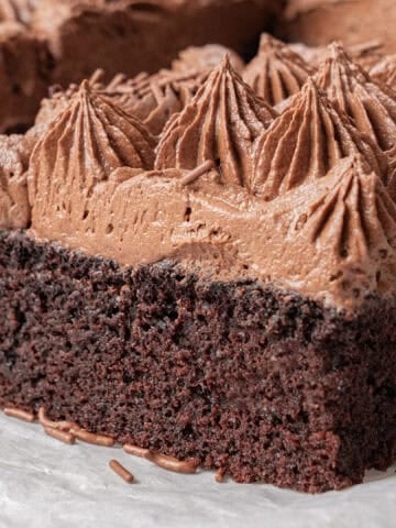 a slice of Chocolate Sheet Cake.