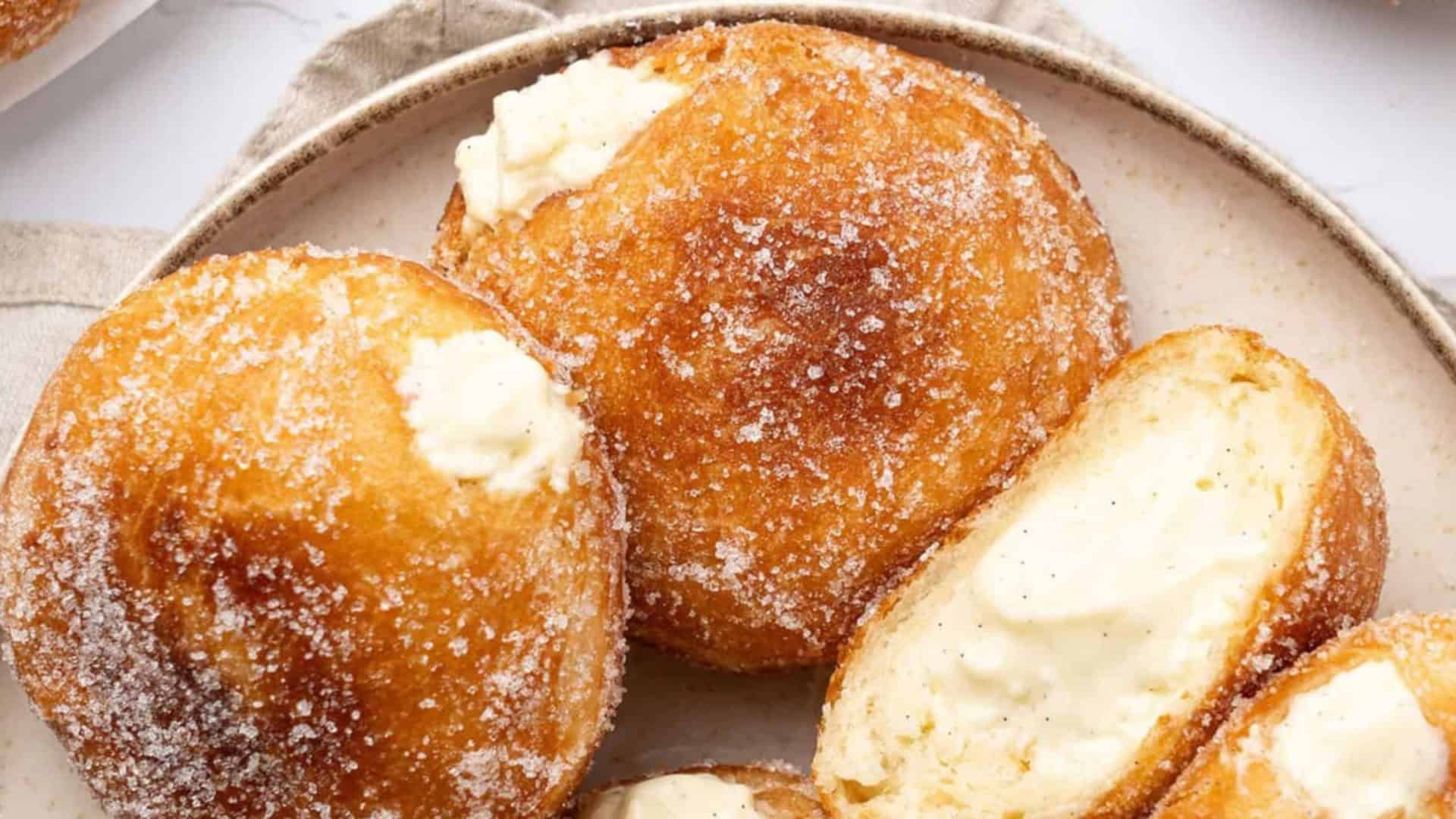 homemade donuts filled with Bavarian cream