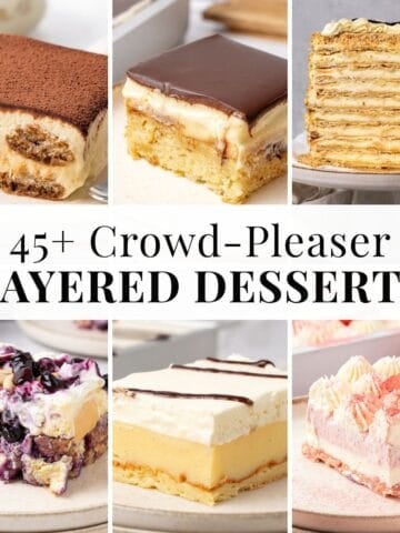 6 different layered cakes.