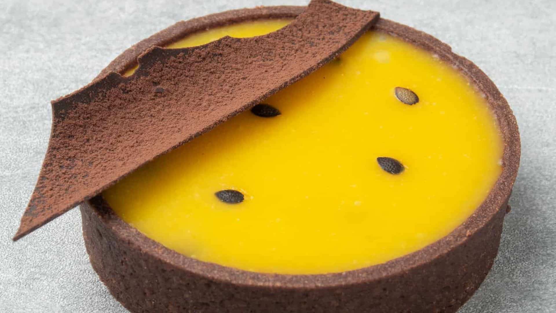 Chocolate Passion fruit tart.