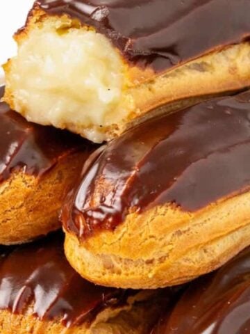 homemade French eclairs with chocolate ganache