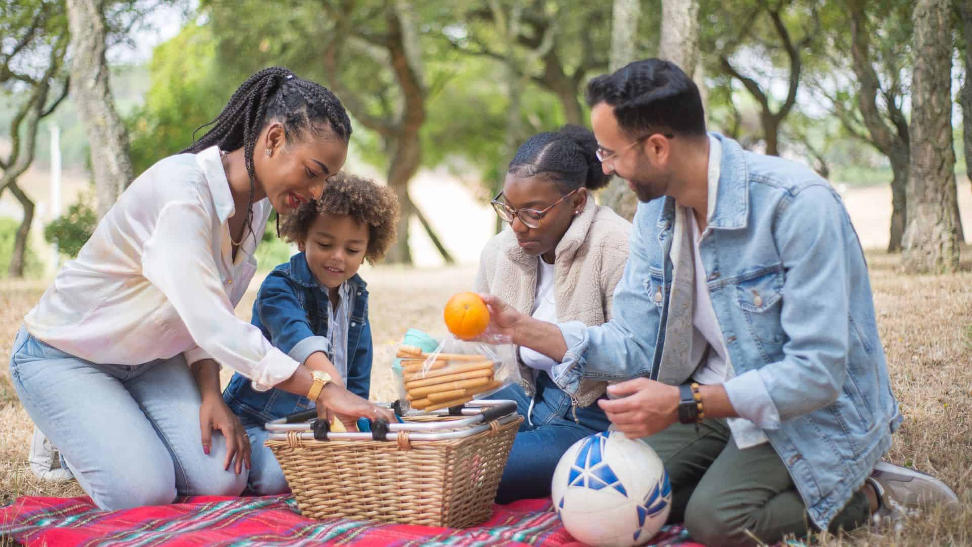 Family having picnic.