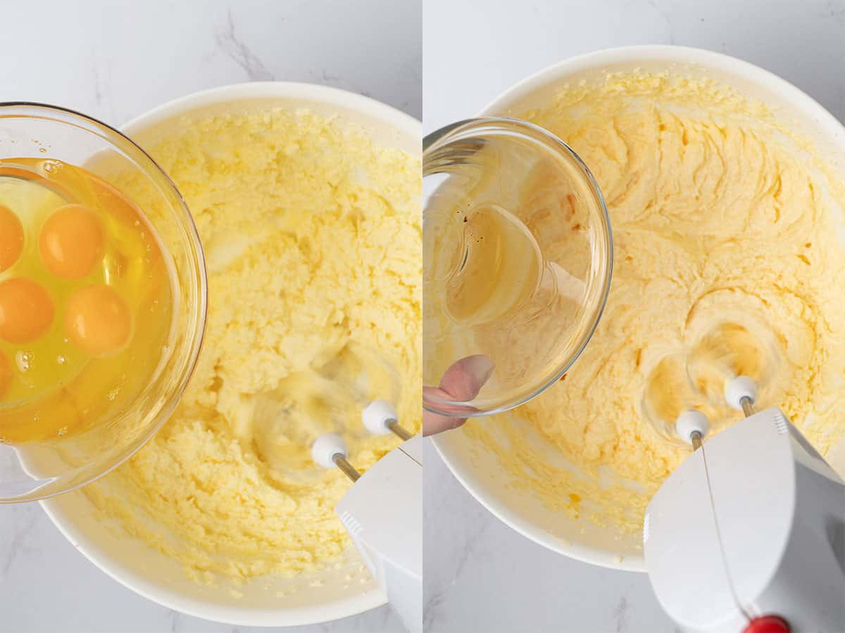 mixing ingredients for the sponge cake.