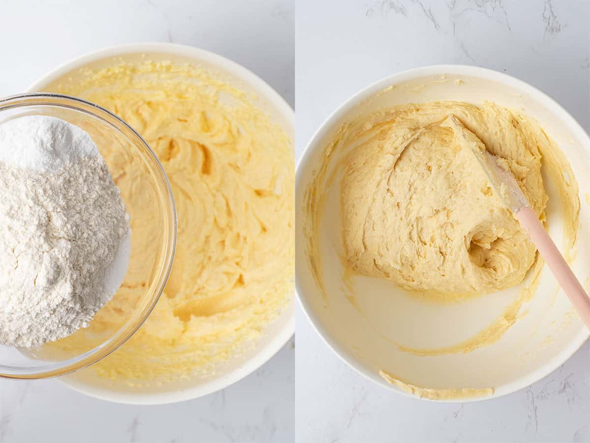 mixing ingredients for the sponge cake.