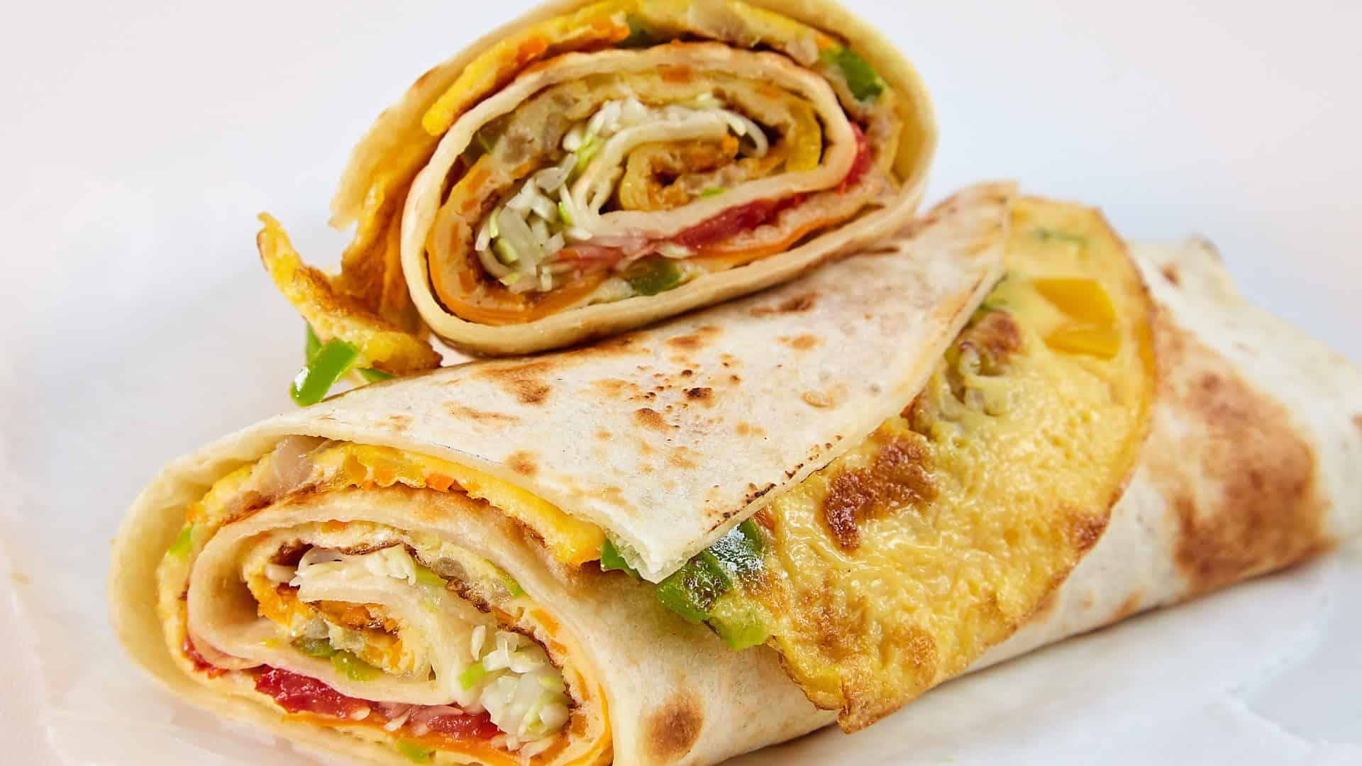 Egg and vegetable breakfast wrap