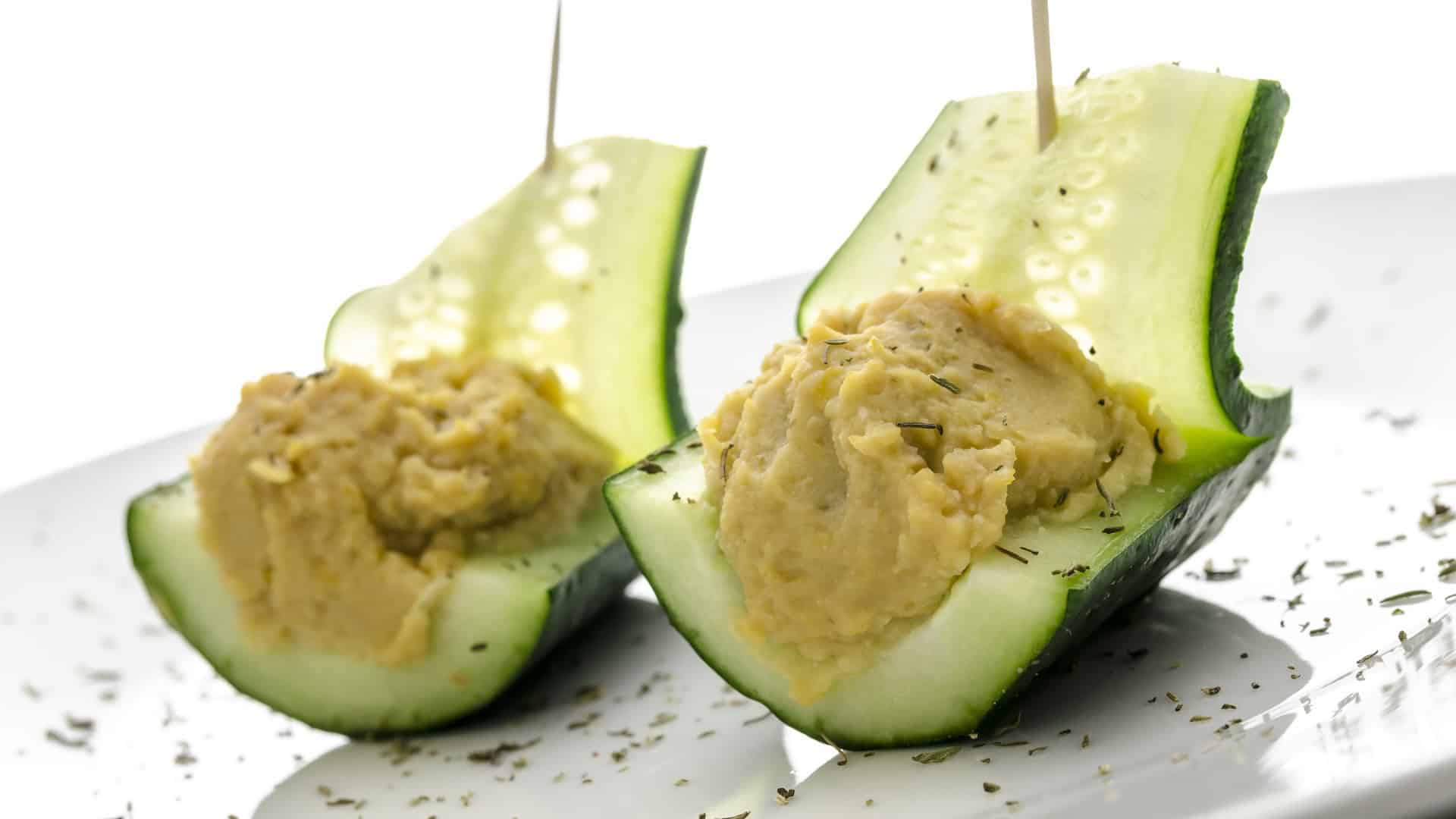 cucumbers stuffed with hummus