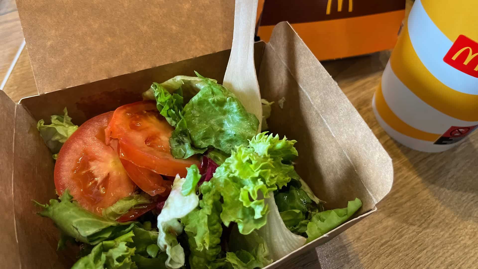 McDonalds side salad with lettuce and tomato