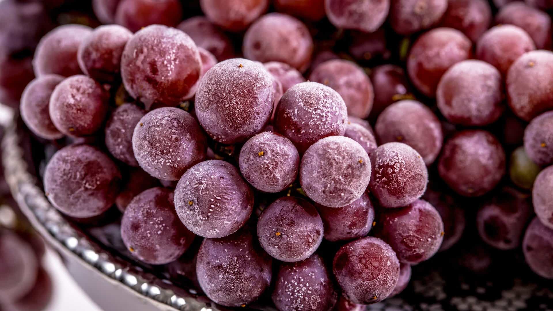 frozen purple grapes as a healthy snack