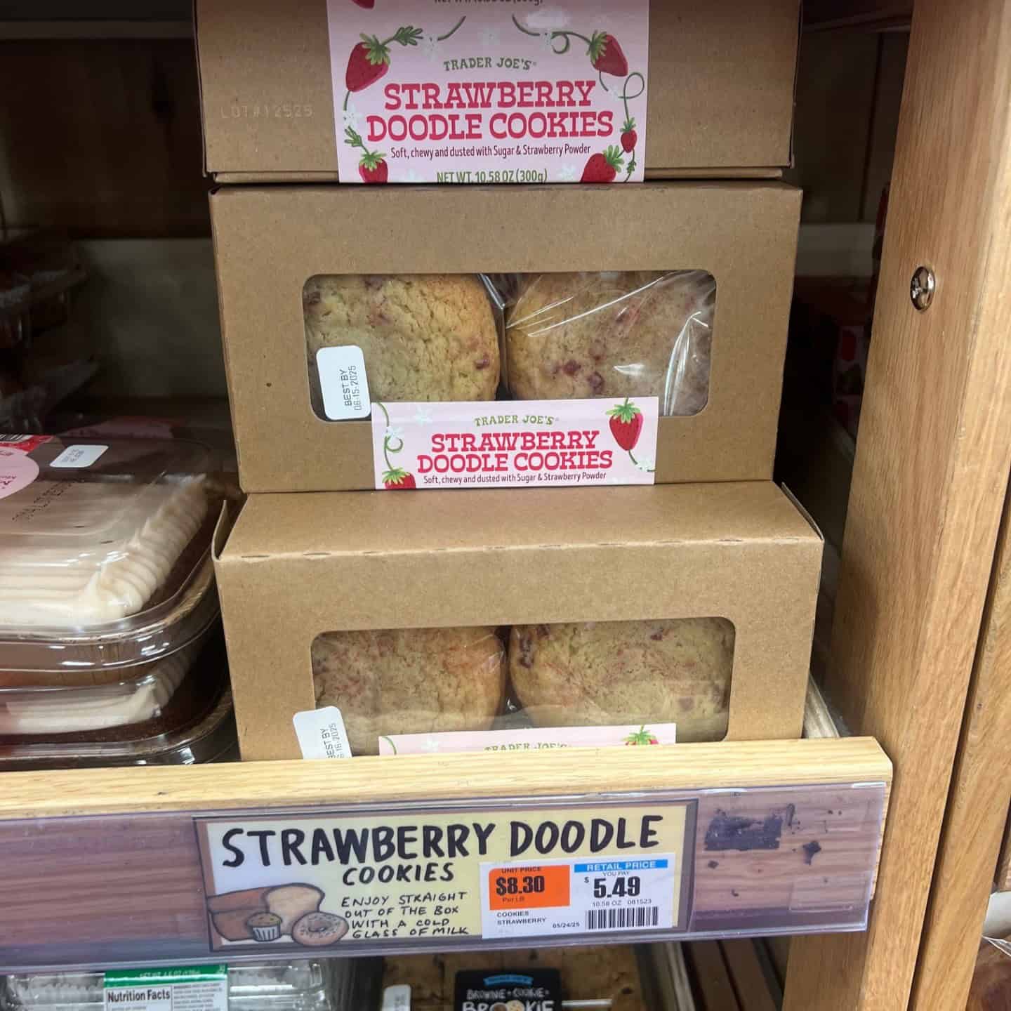 strawberry doodle cookies inside Trader joes