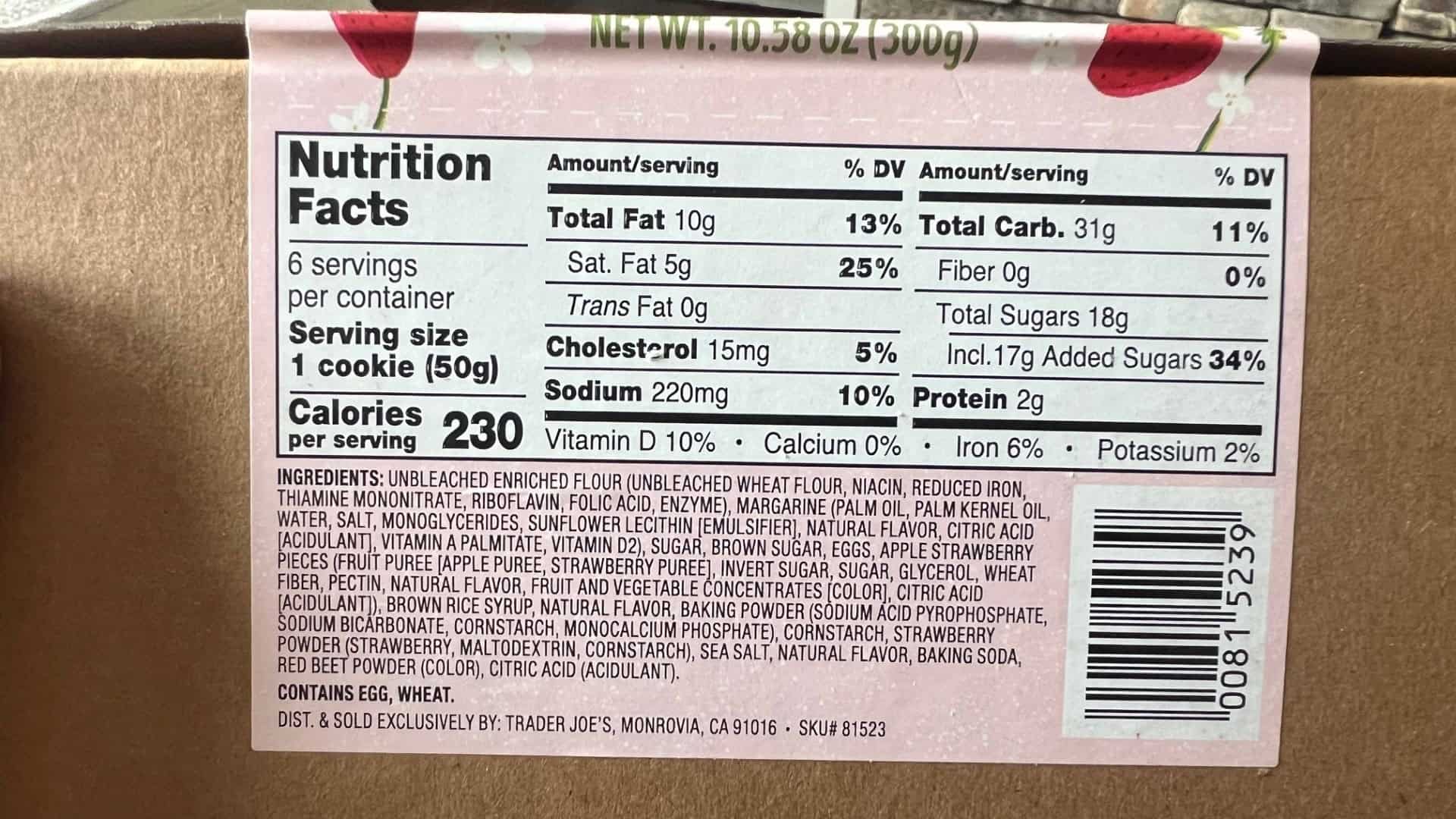 Trader Joes strawberry doodle cookie ingredients