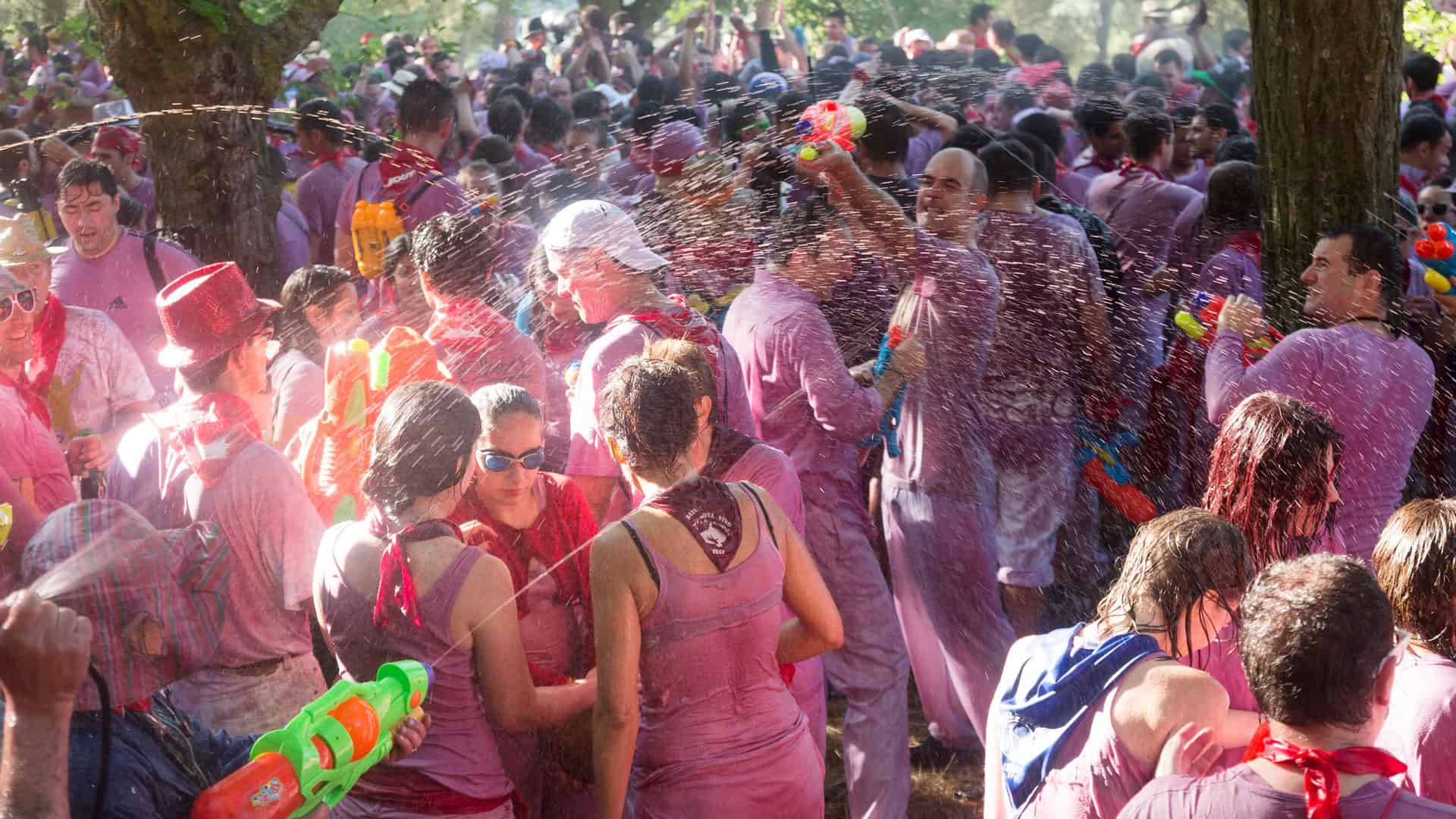 La Batalla de Vino participants soaked in wine