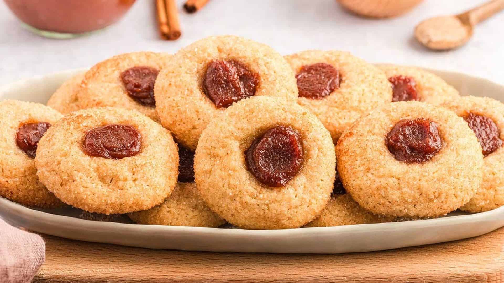 Apple Butter Thumbprint Cookies.