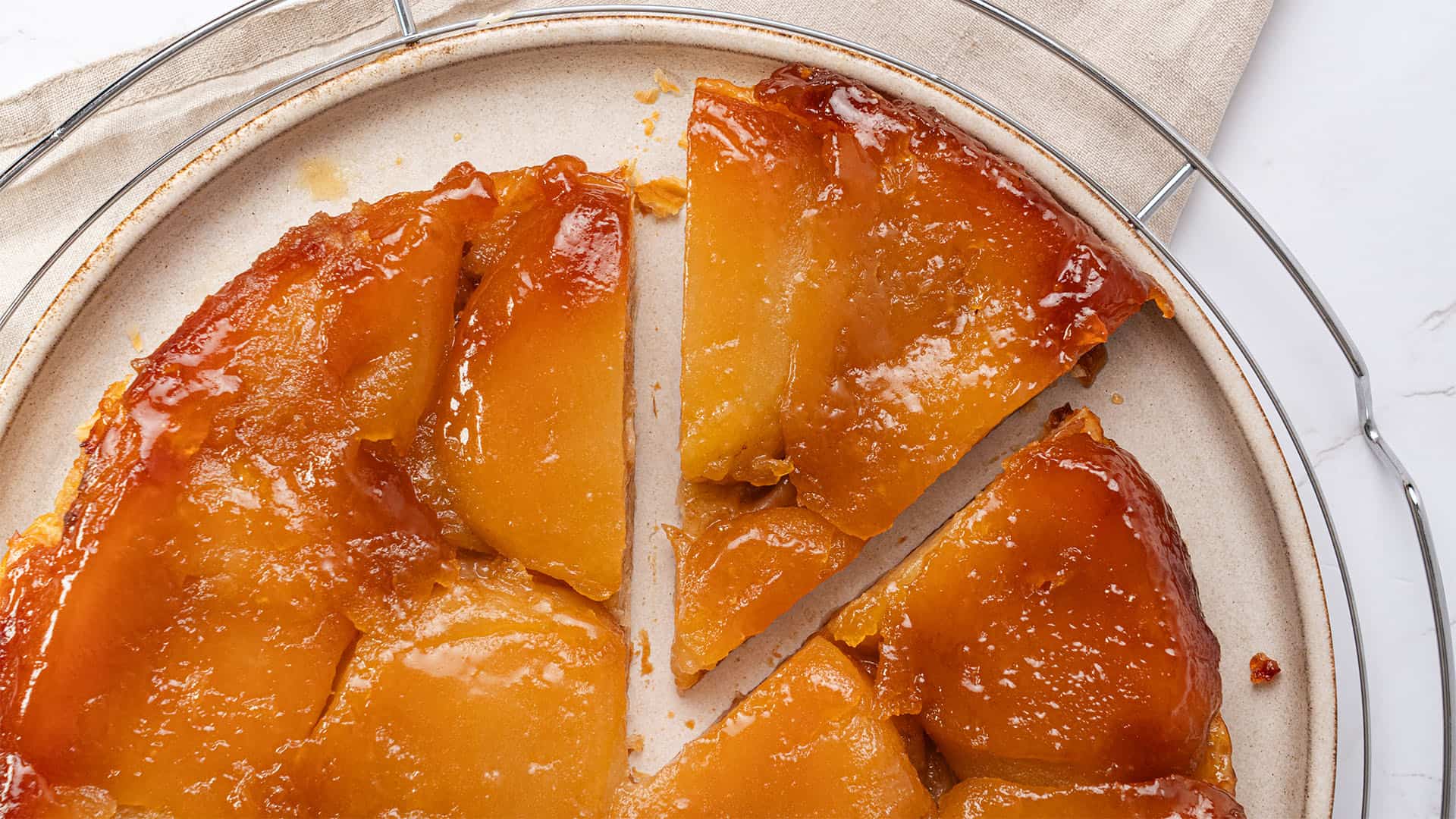 Apple Tarte Tatin on a plate.