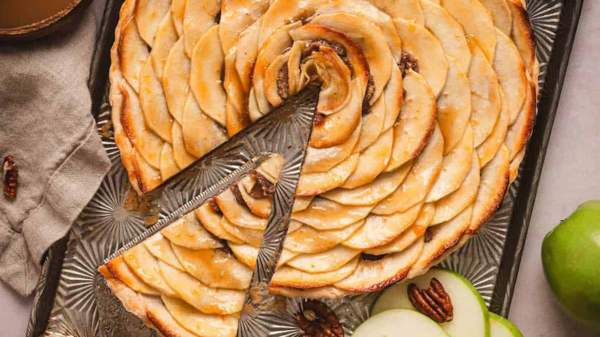 Caramel Apple Tart Recipe with Pecan Maple Butter.