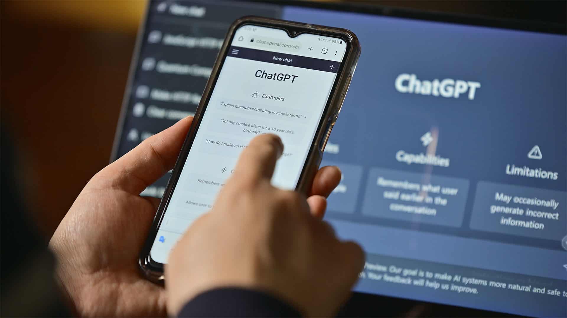 a person using ChatGPT on a mobile.