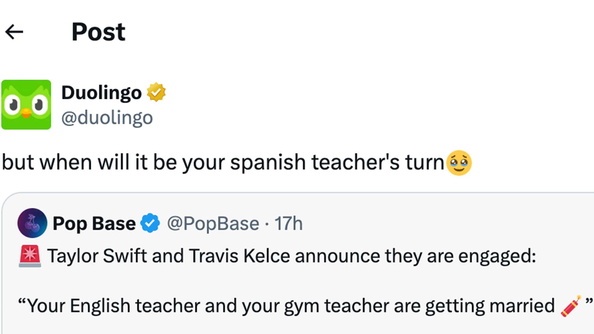 Duolingo X.com reaction.