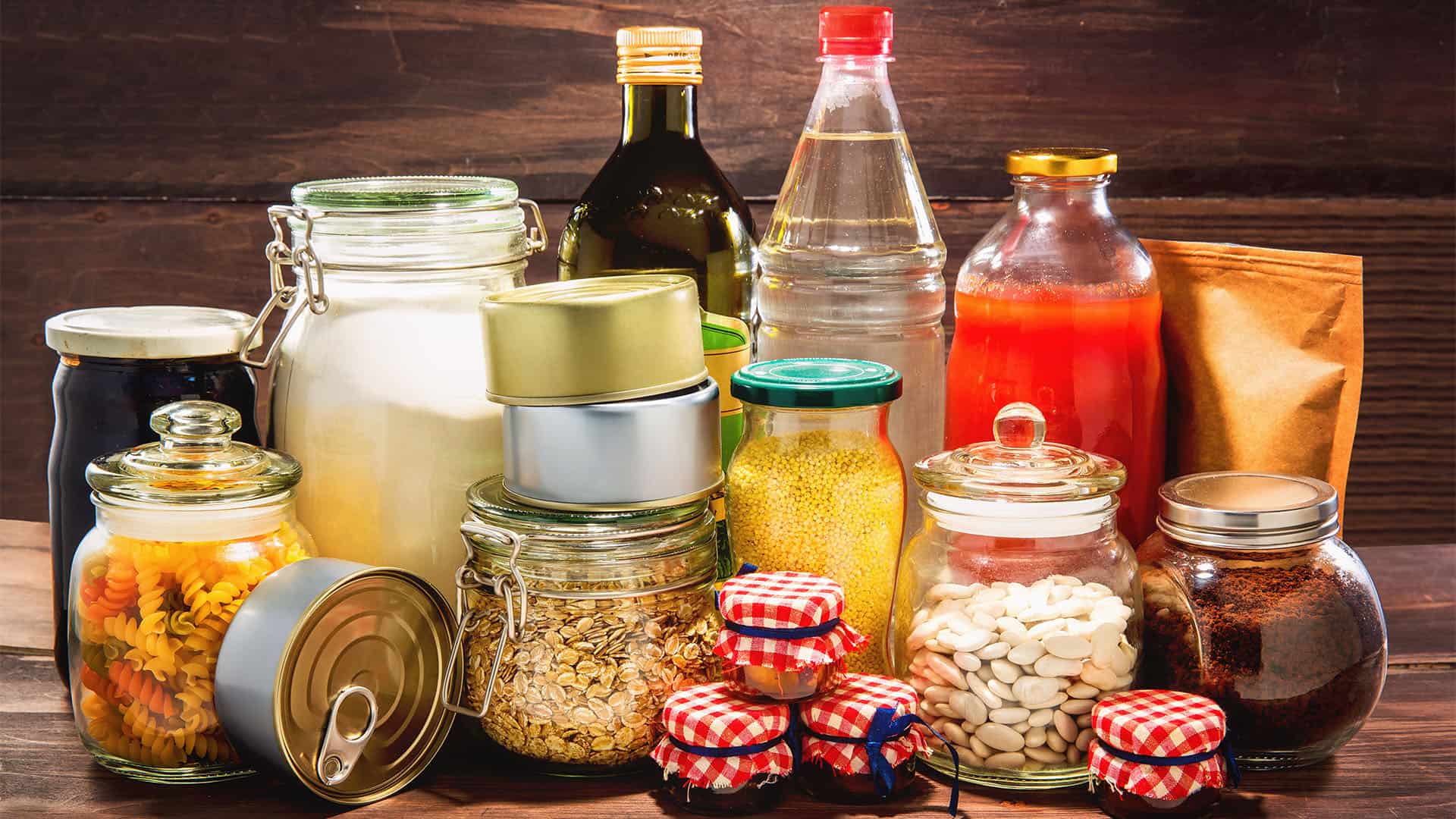 Emergency food staples. canned food..