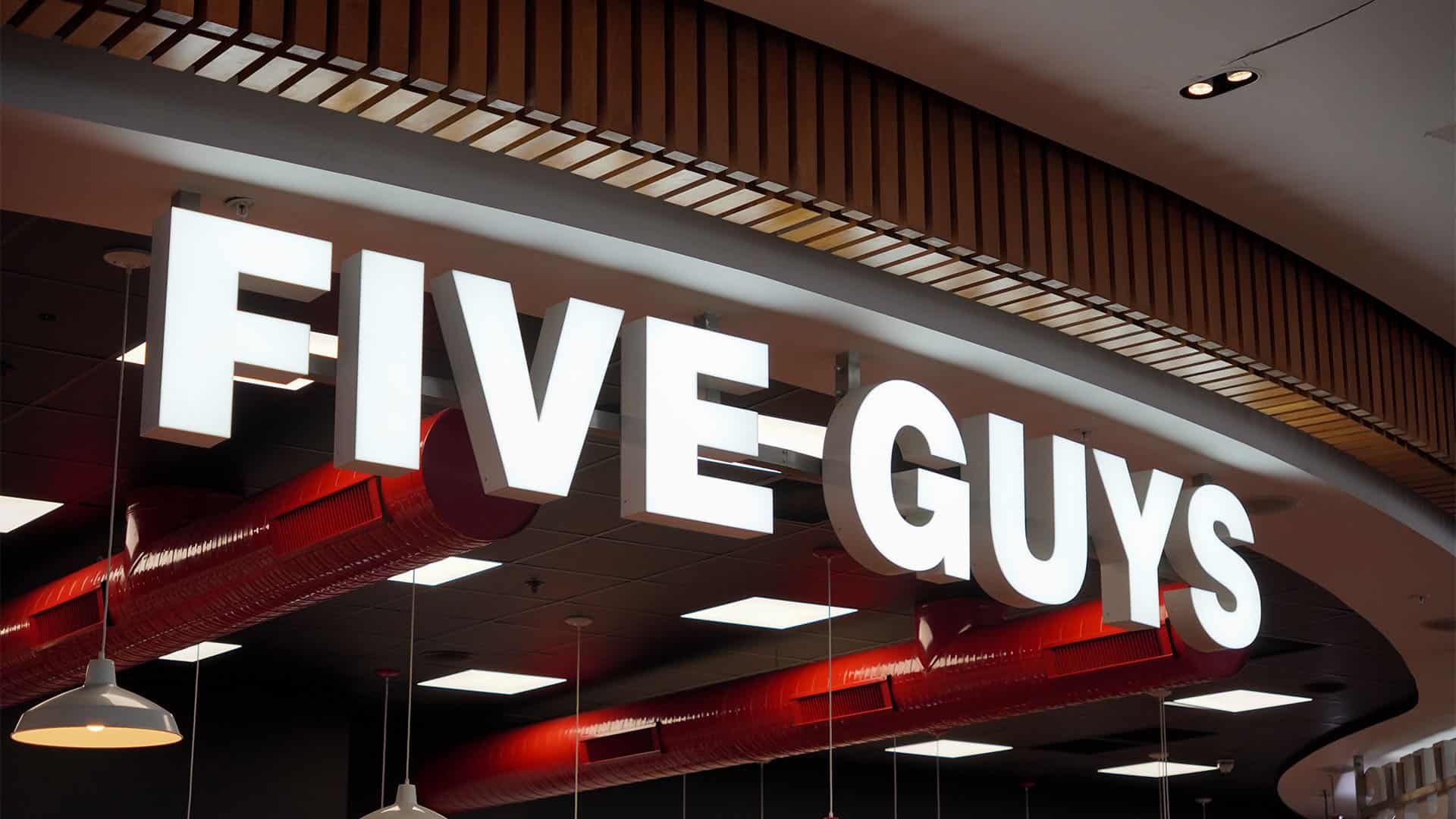 Five Guys restaurant sing.