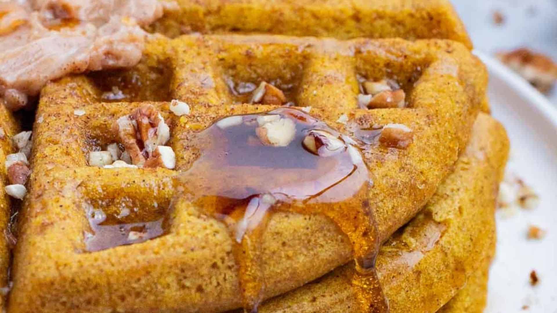 Pumpkin Waffles with Maple Cinnamon Butter.