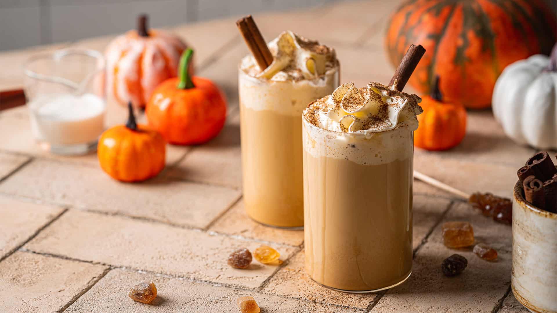 2 glasses of Pumpkin spice latte.