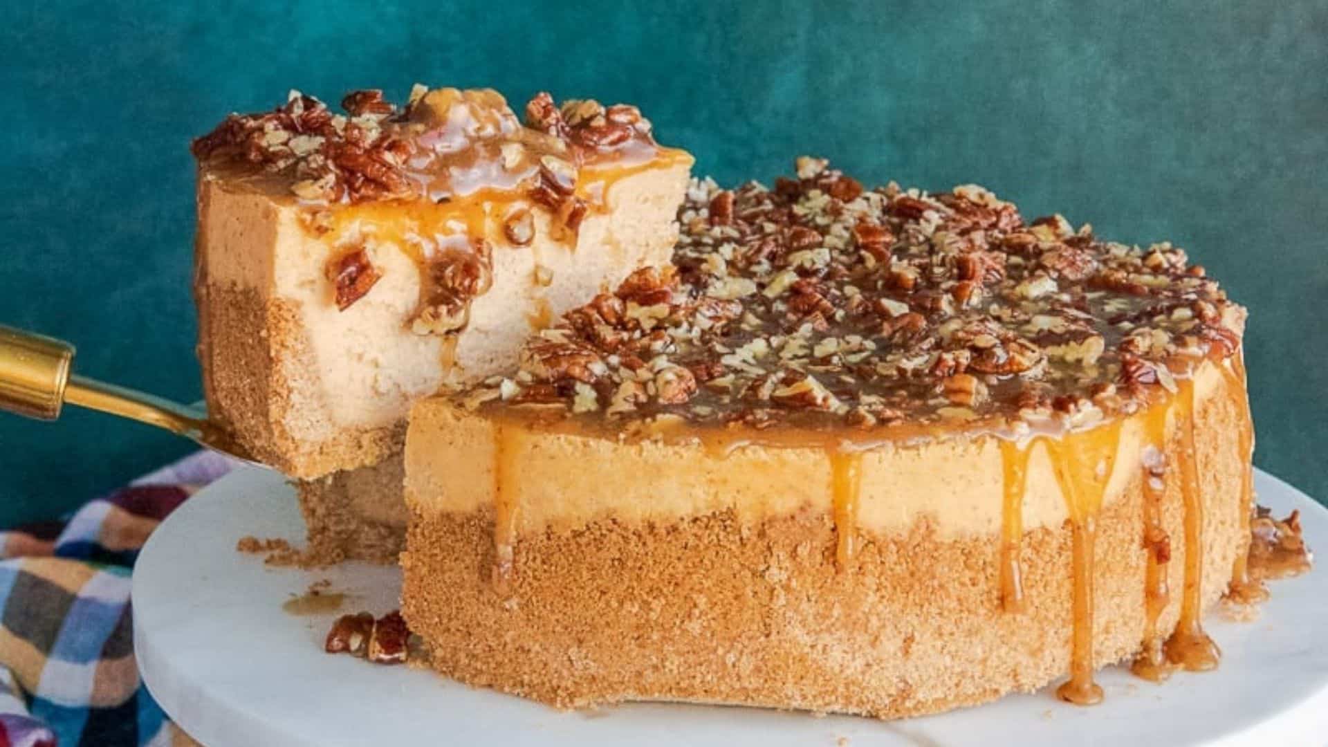 Sweet Potato Cheesecake with Pecan Praline Topping.