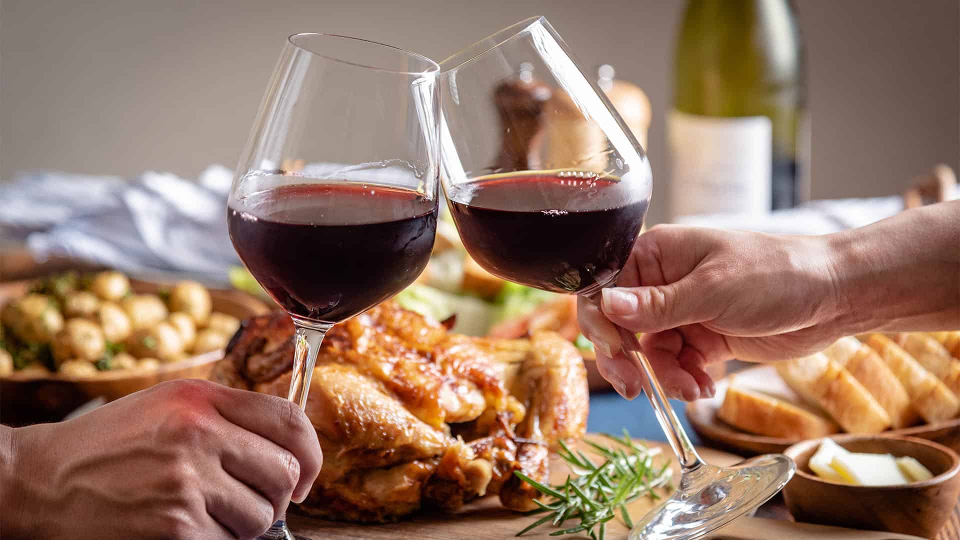 Wine and chicken dish.