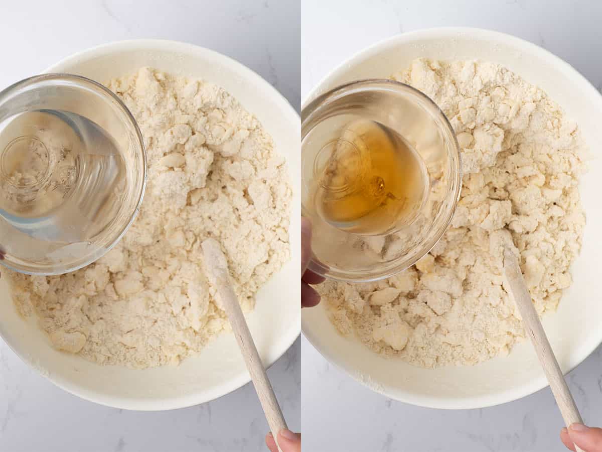 making the apple pie crust.