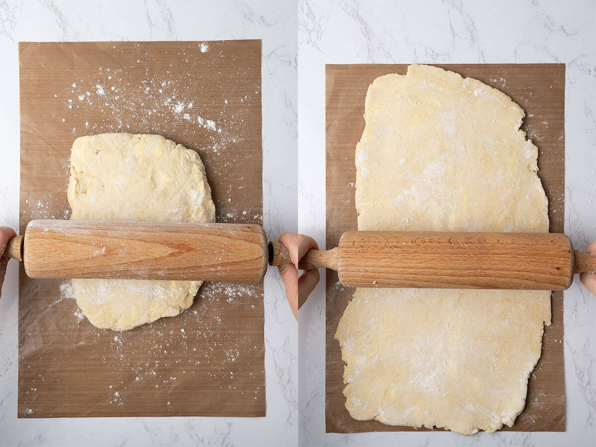making the apple pie crust.