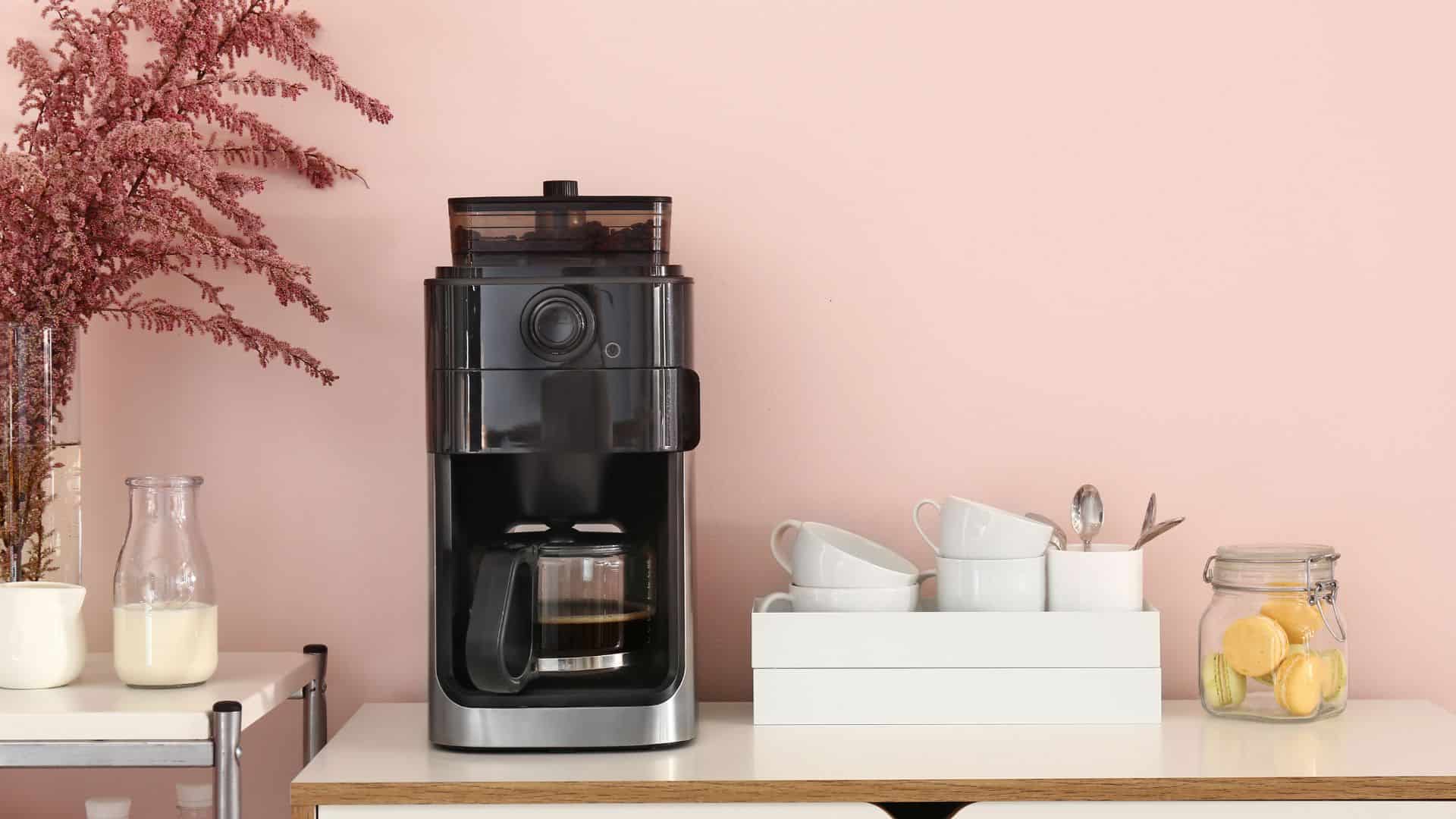Modern Coffee Machine on Kitchen Table