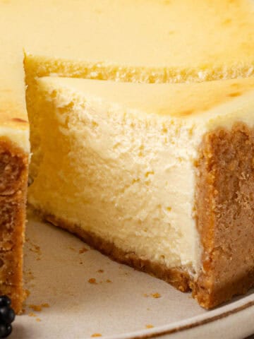 a slice of New York cheesecake.