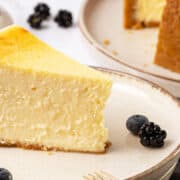 a slice of New York cheesecake.