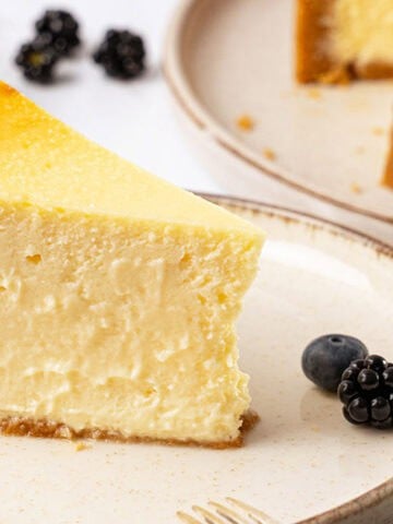a slice of New York cheesecake.
