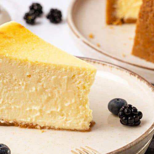 a slice of New York cheesecake.