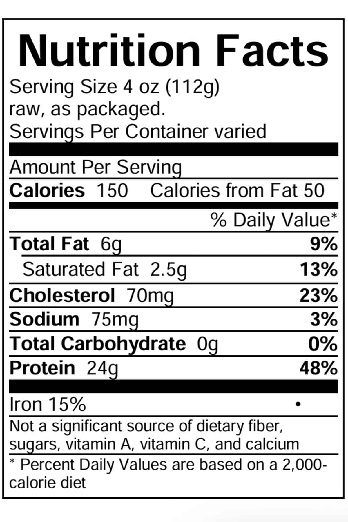 ground beef nutrition label example.