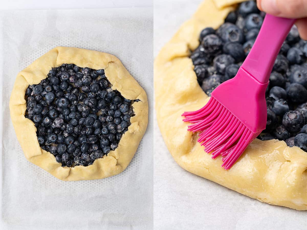 fold de edge of the dough and brush with egg wash.