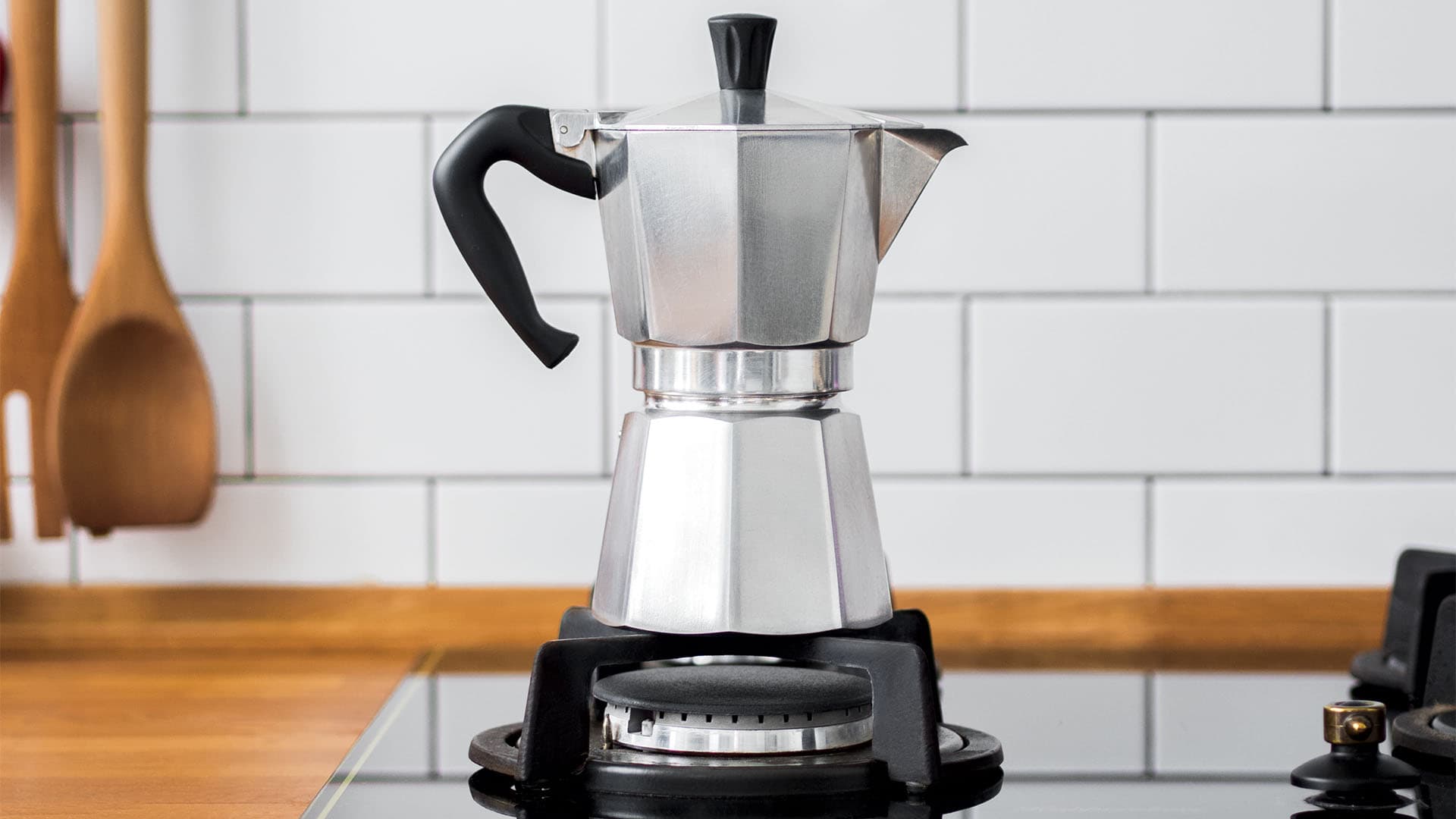 Moka pot coffee maker.