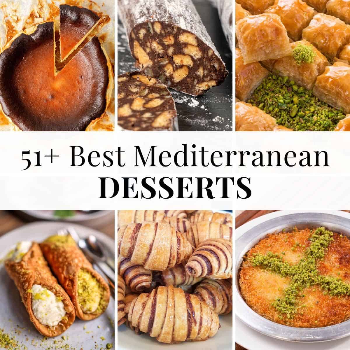 6 different Mediterranean Desserts.