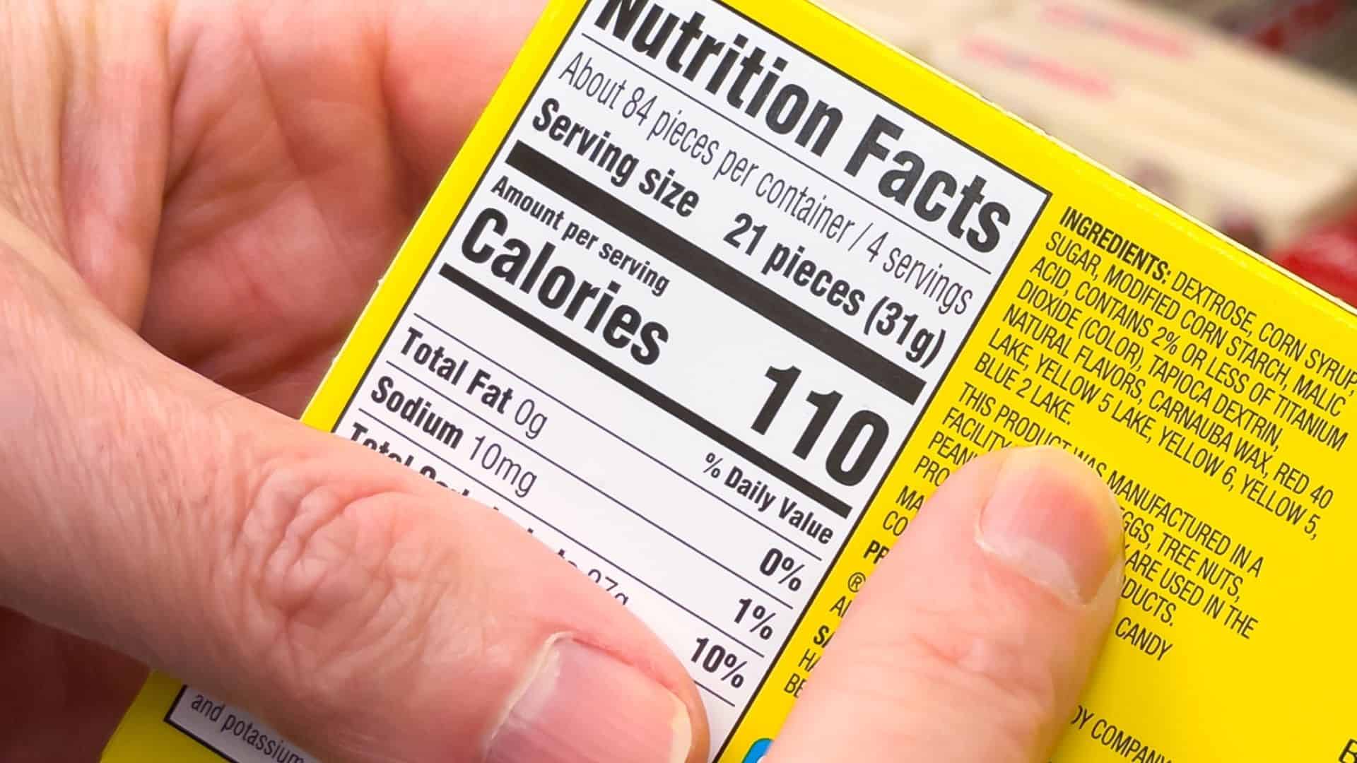 Candy ingredients label featuring artificial food dyes