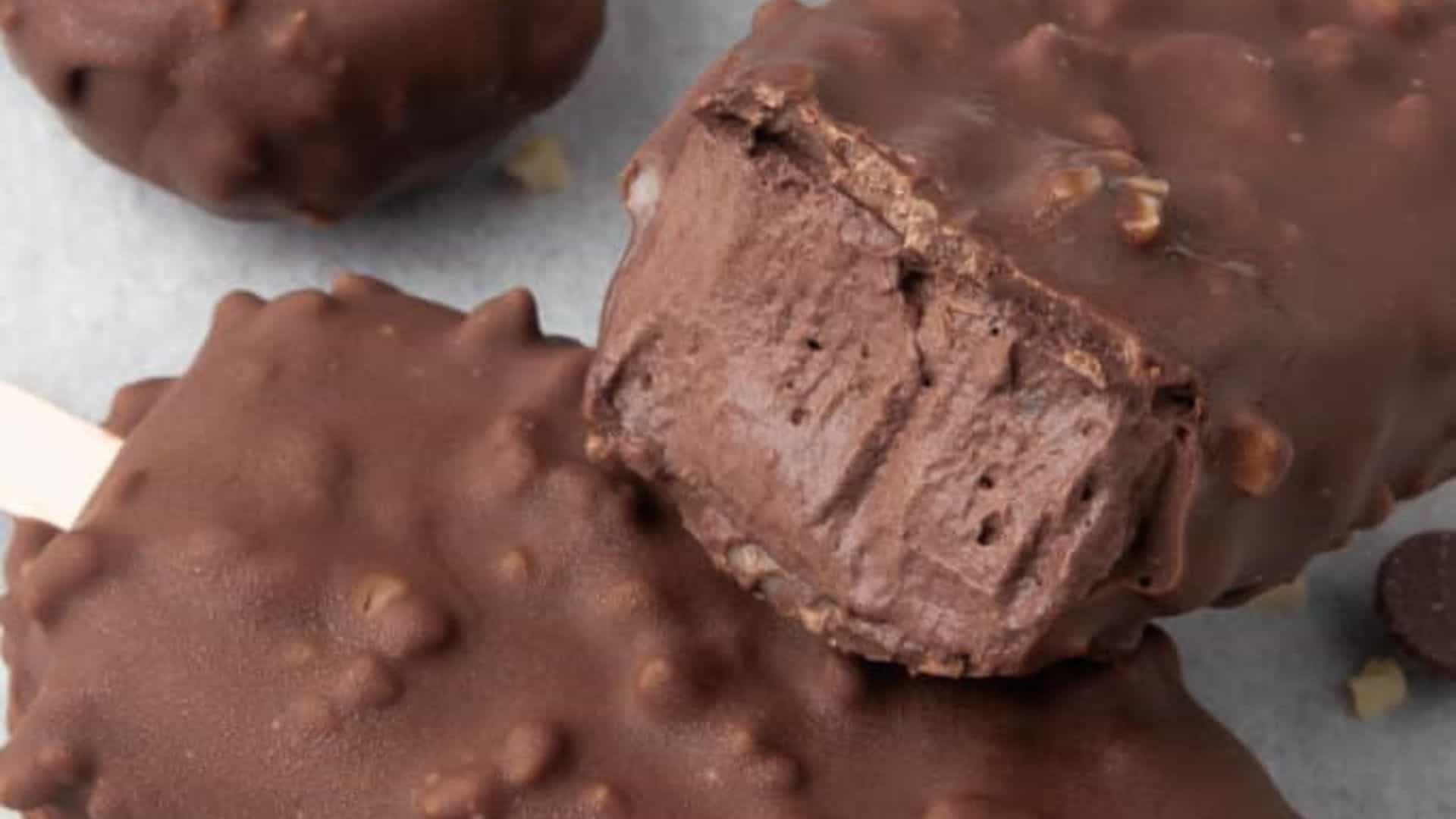 Homemade No-Churn Chocolate Ice Cream Bar.