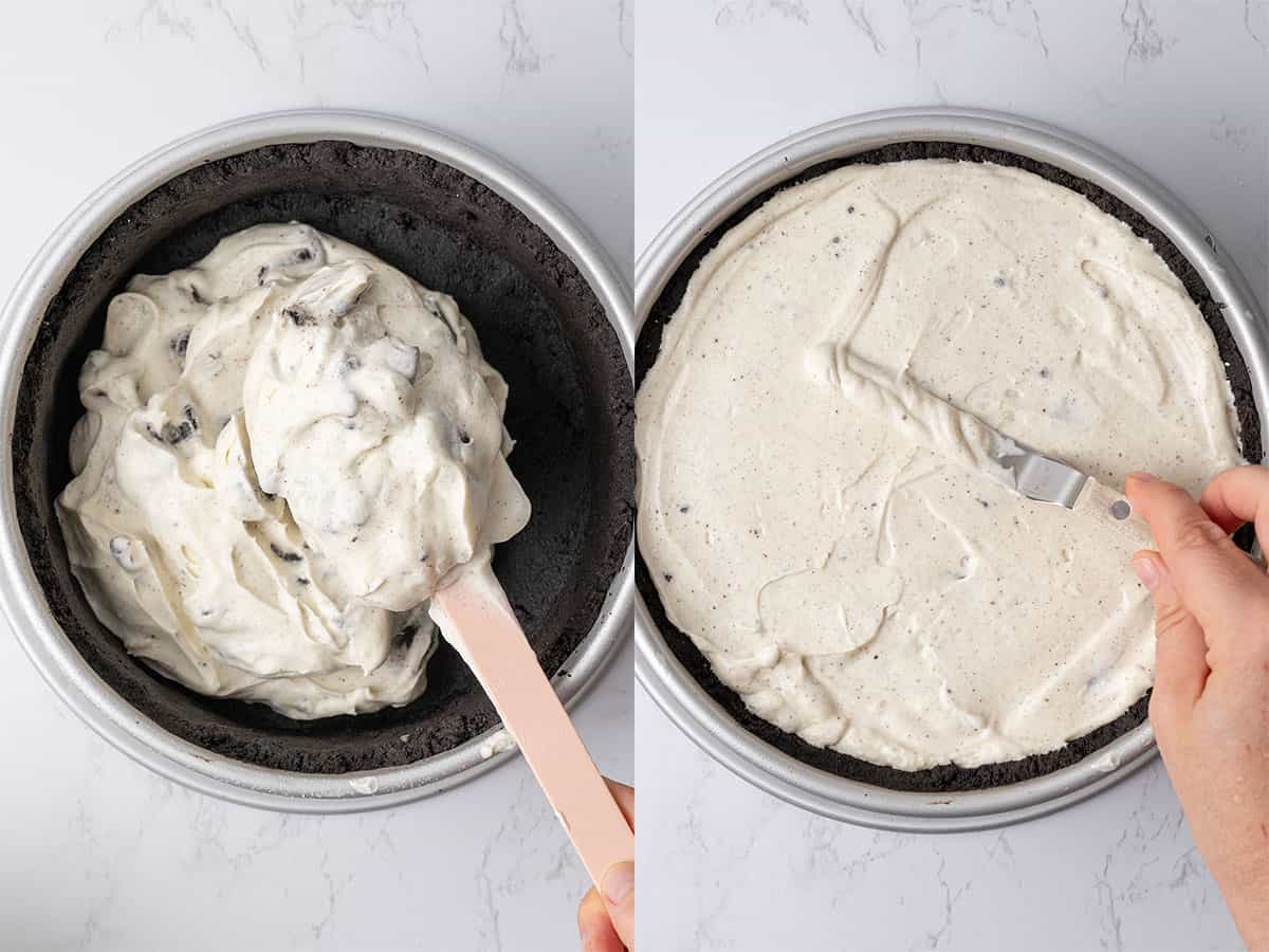 Assemble the Oreo cheesecake.