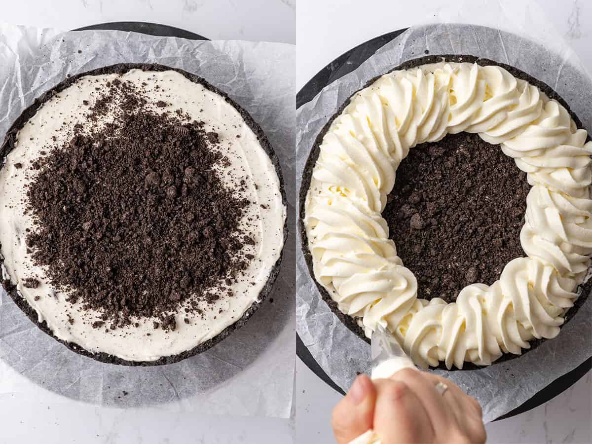 Oreo cheesecake decoration.