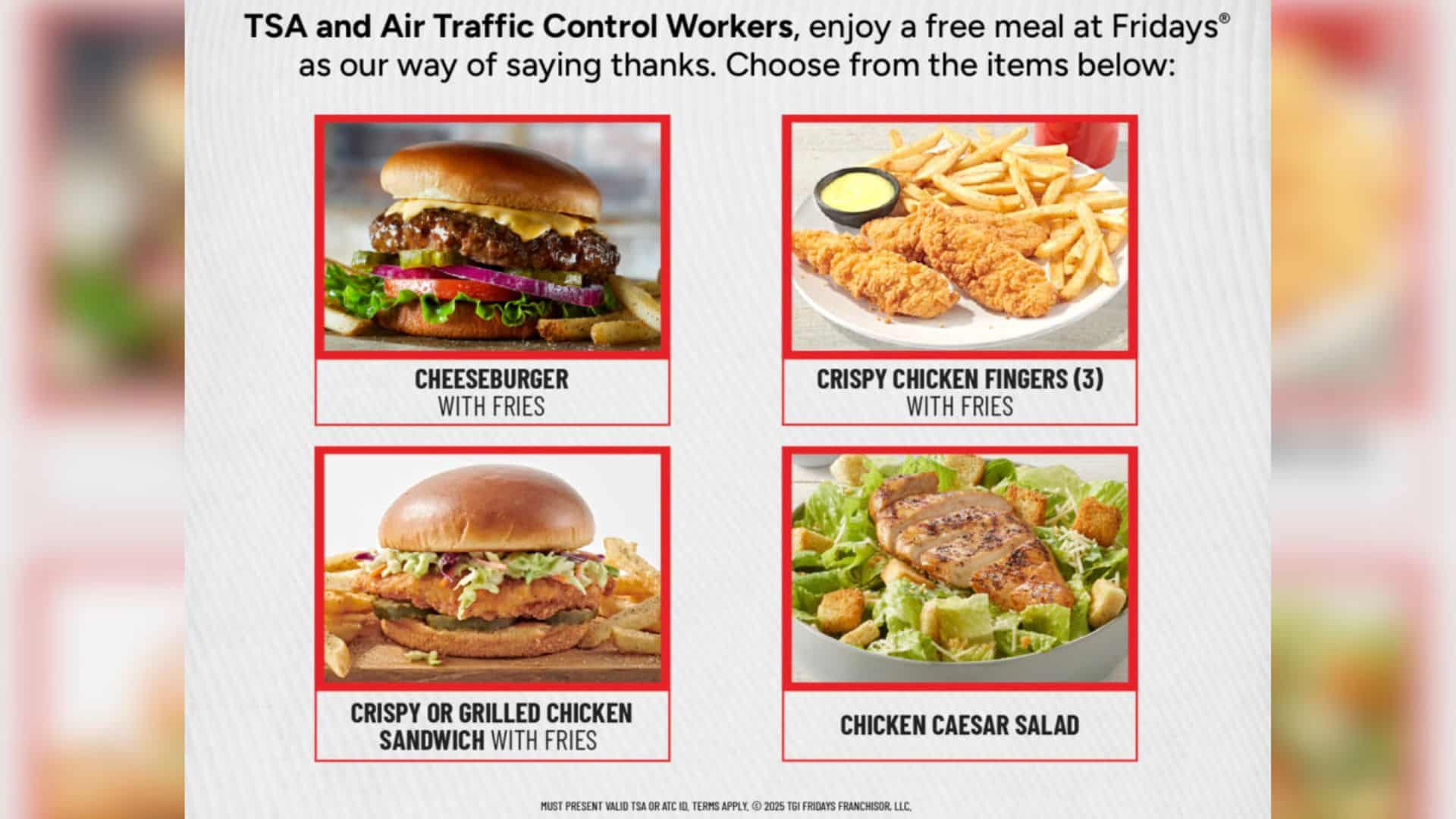 TGI Friday deals for tsa workers