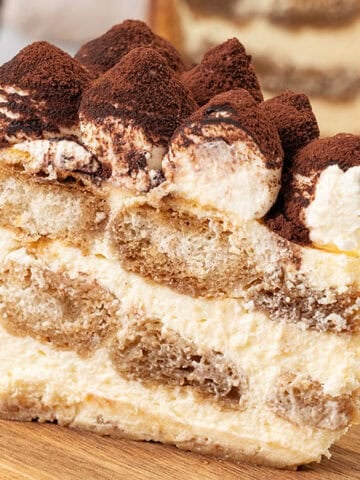 a slice of Tiramisu cheesecake.