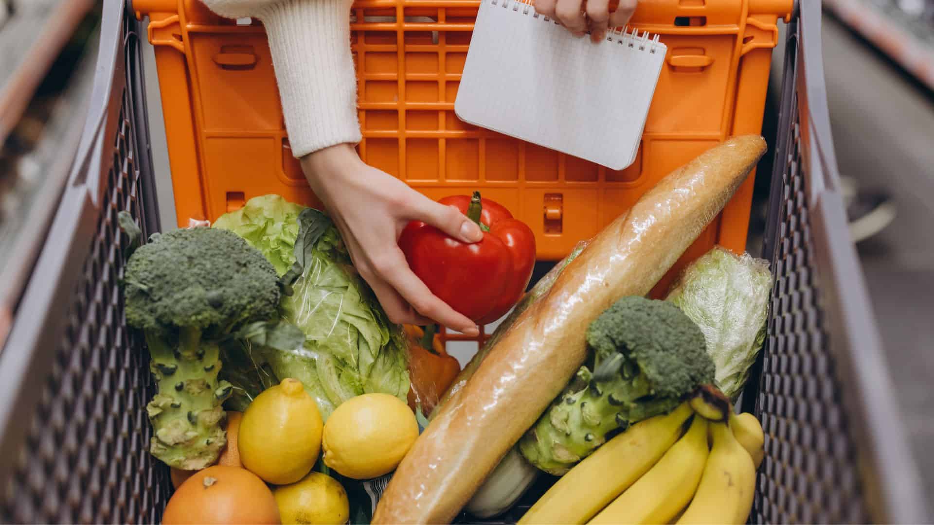 groceries in cart