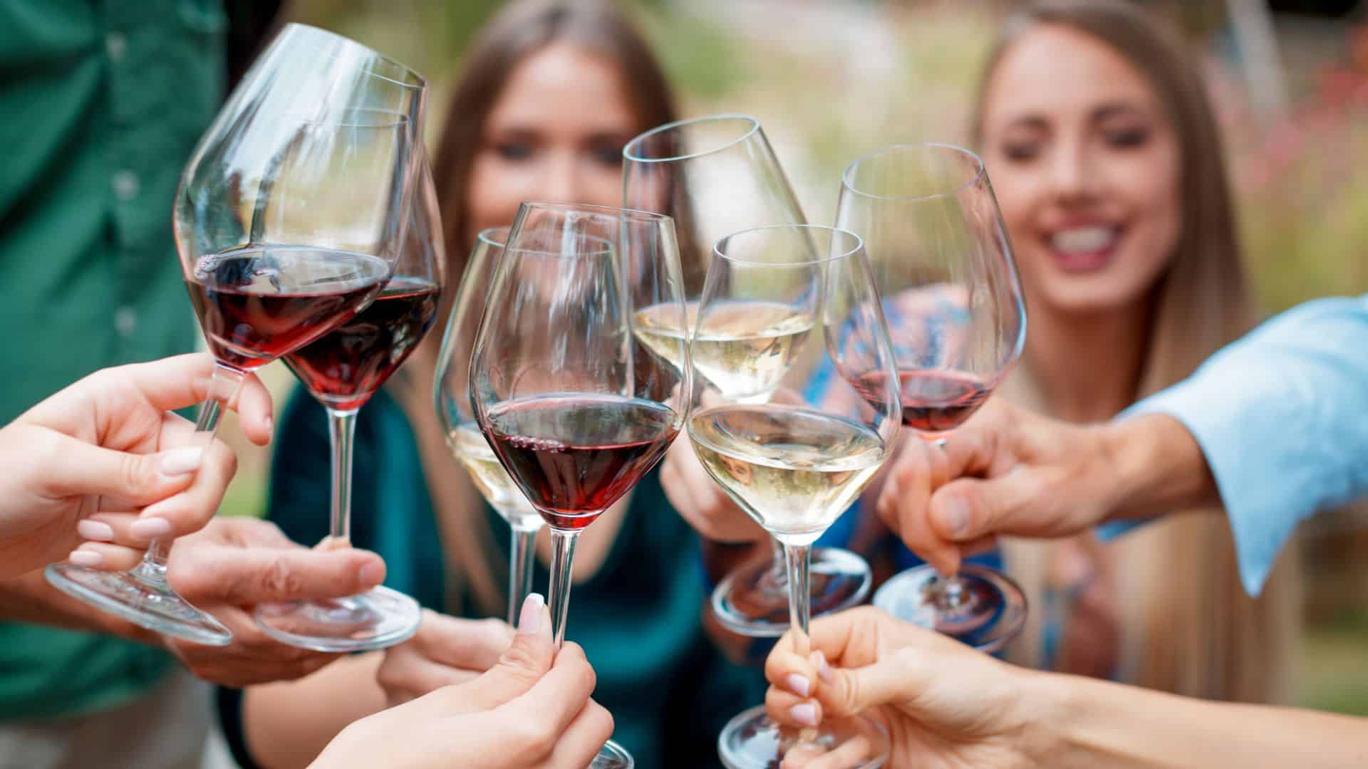 toasting with wine