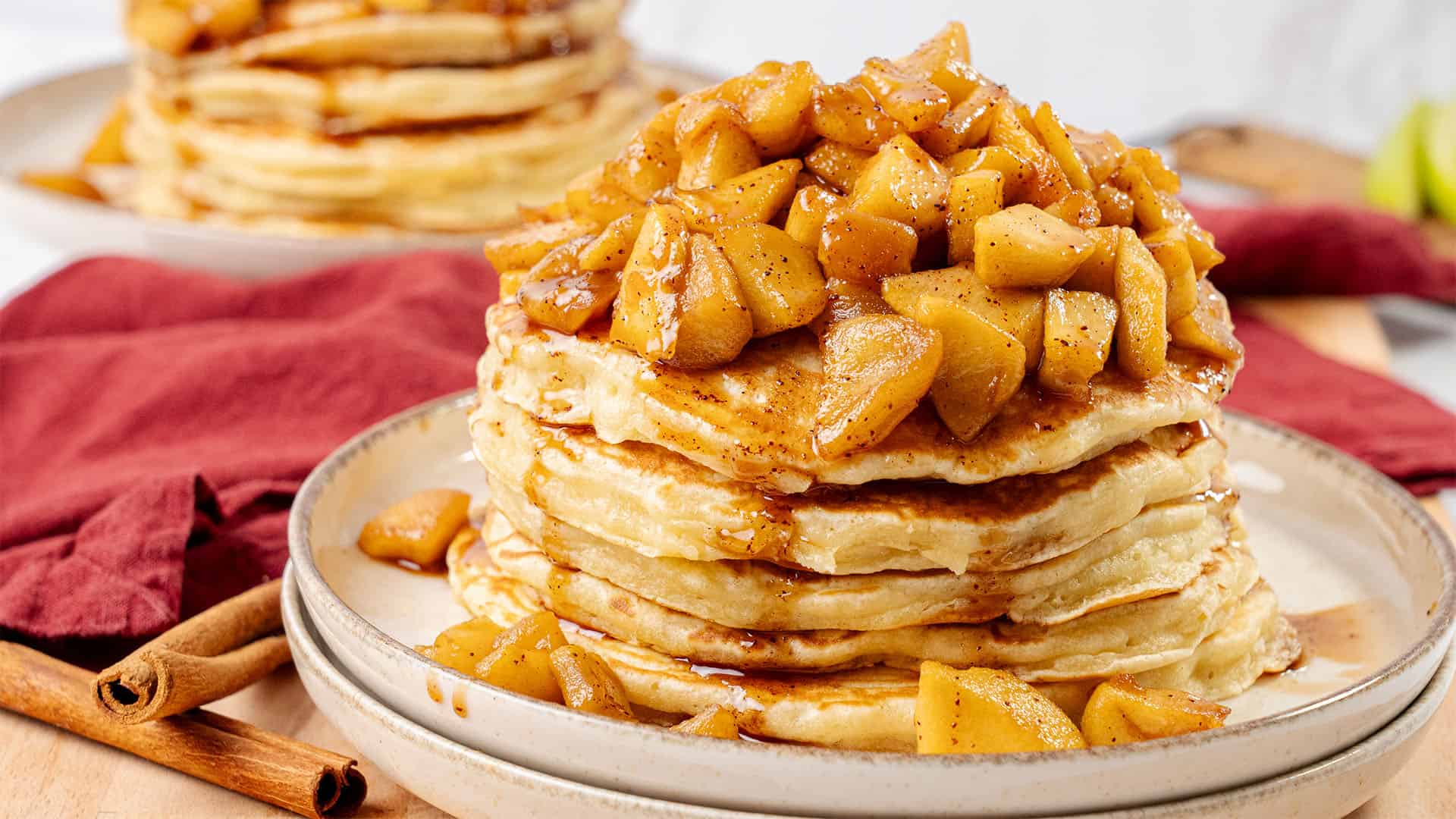 Apple Cinnamon Pancakes on a plate.