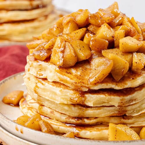 Apple Cinnamon Pancakes on a plate.