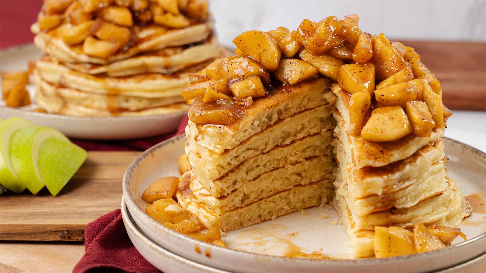 Apple Cinnamon Pancakes on a plate.